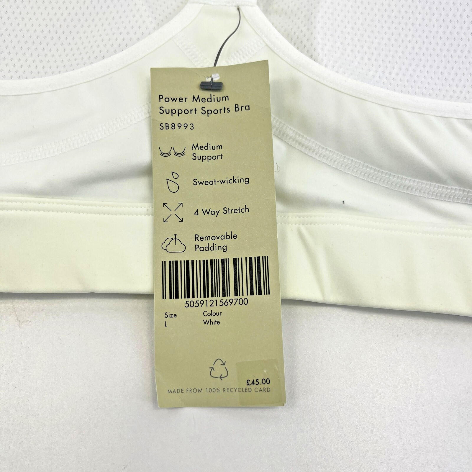 Sweaty Betty Power Medium Support Sports Bra in Ivory White size Large