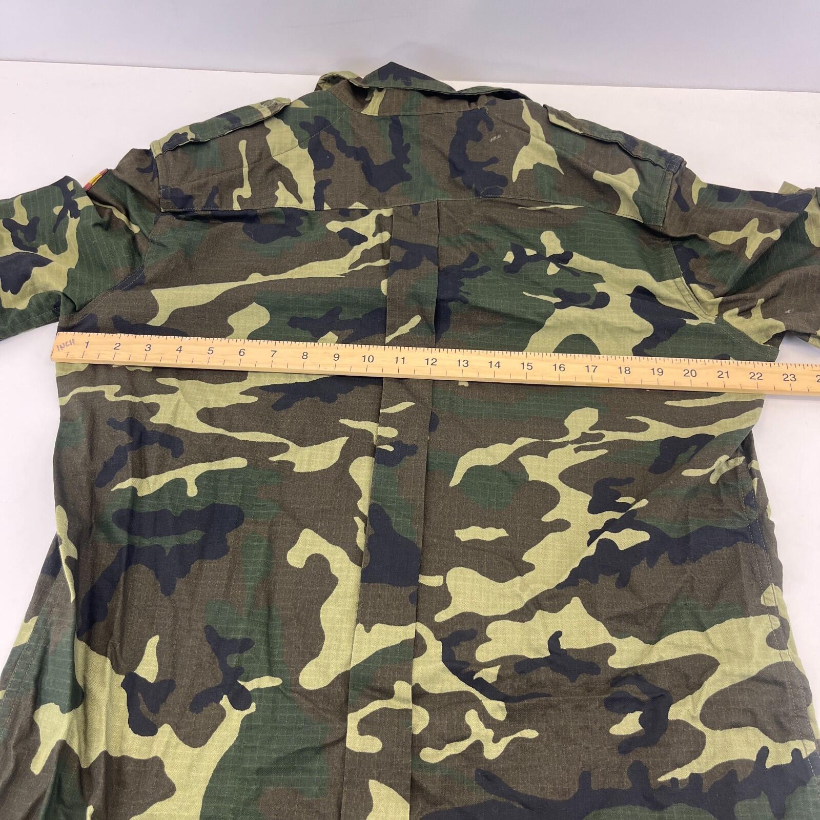 Genuine Spanish Army Combat Shirt Short Sleeve Woodland Camo Ripstop size L