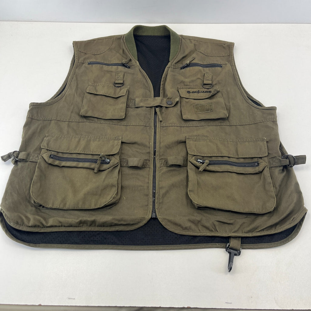 B Square Khaki Green Men's Fishing Vest Gilet Hunting Shooting size 2XL