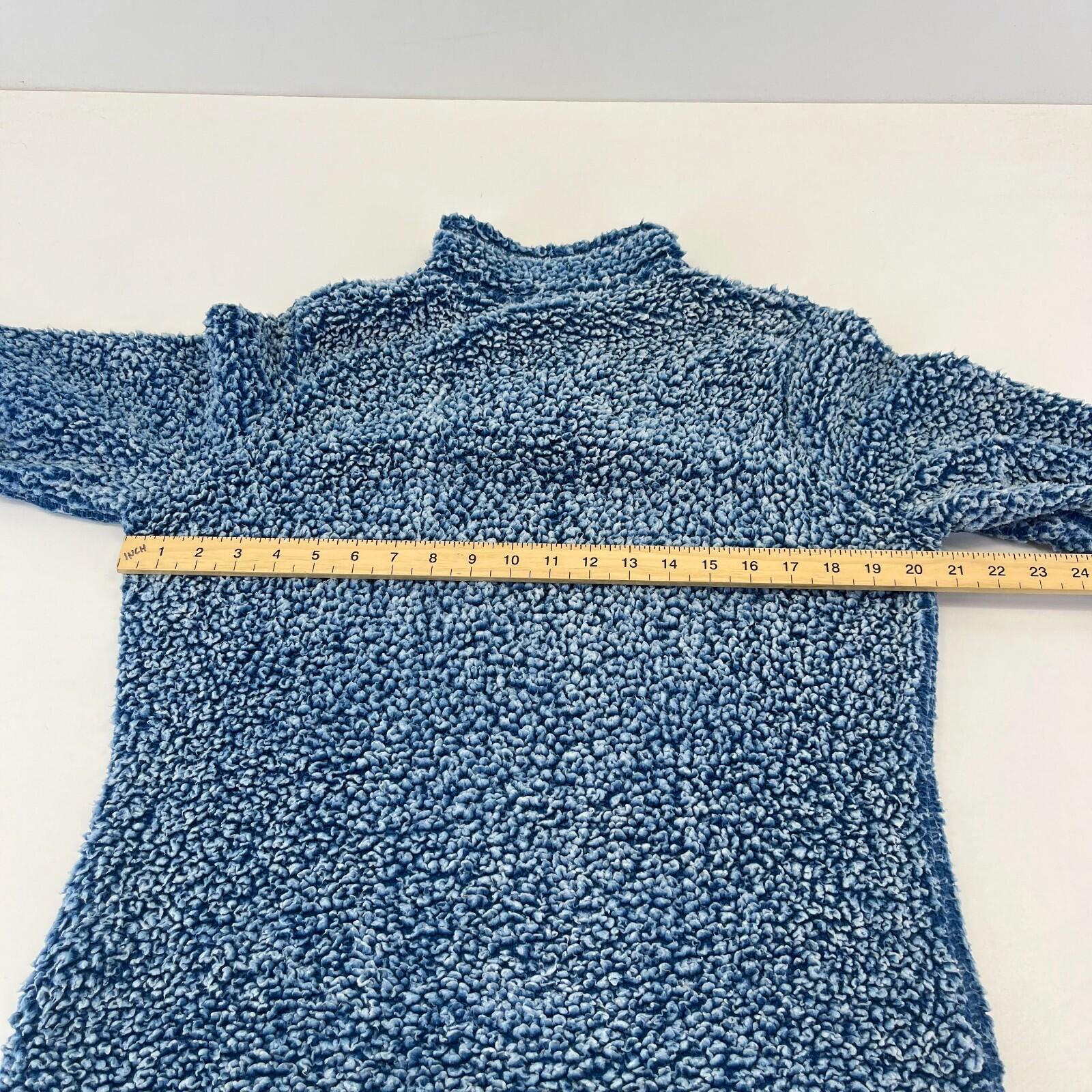 Weird Fish Women’s 1/4 Zip Sherpa Style Snug Fleece Pullover size 12 Blue