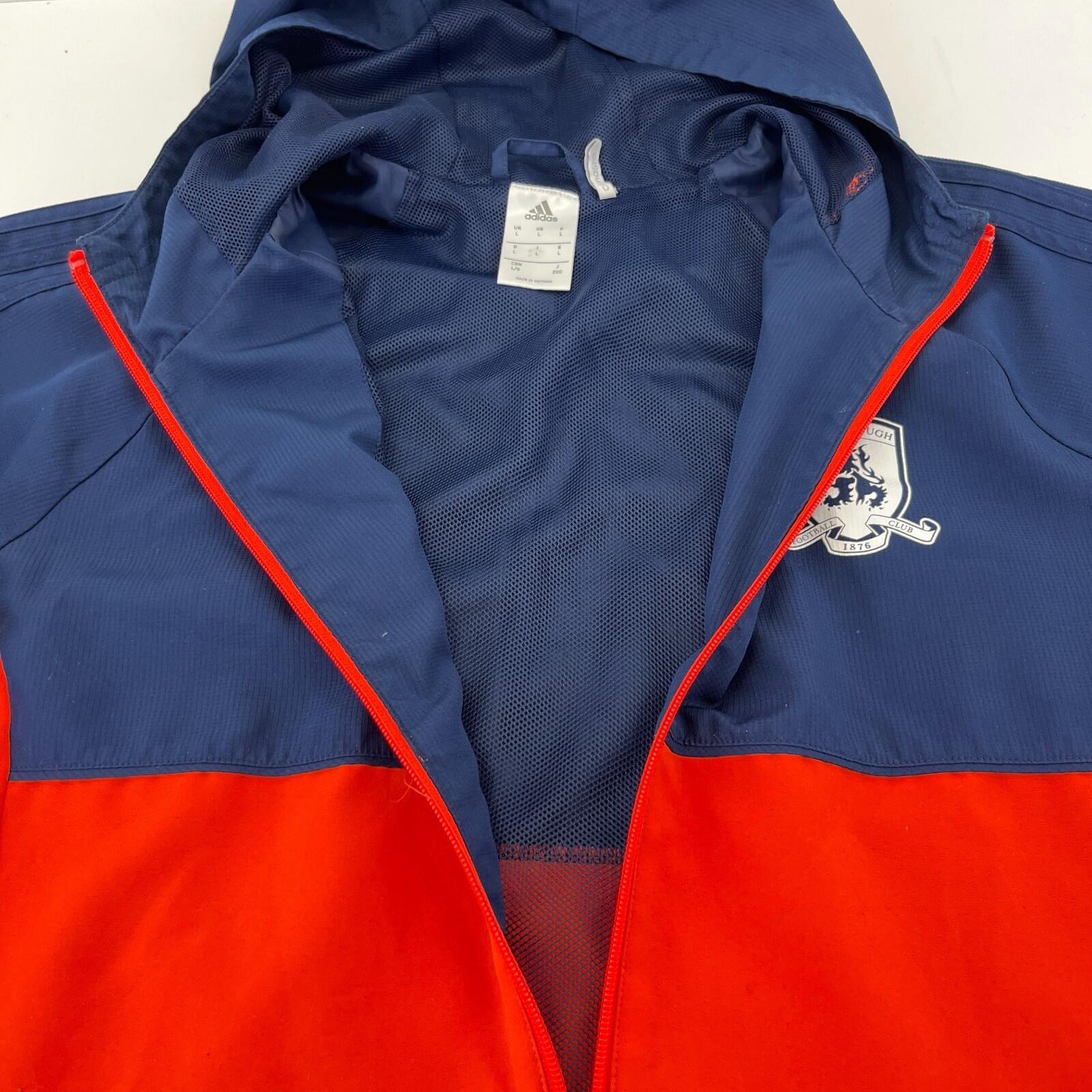 Adidas Middlesbrough FC Jacket size L Navy Blue & Orange Football Hooded Zip Up