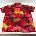 Loud Men's Red Floral Palm Hawaiian Shirt Designer Holiday Short Sleeve size XL