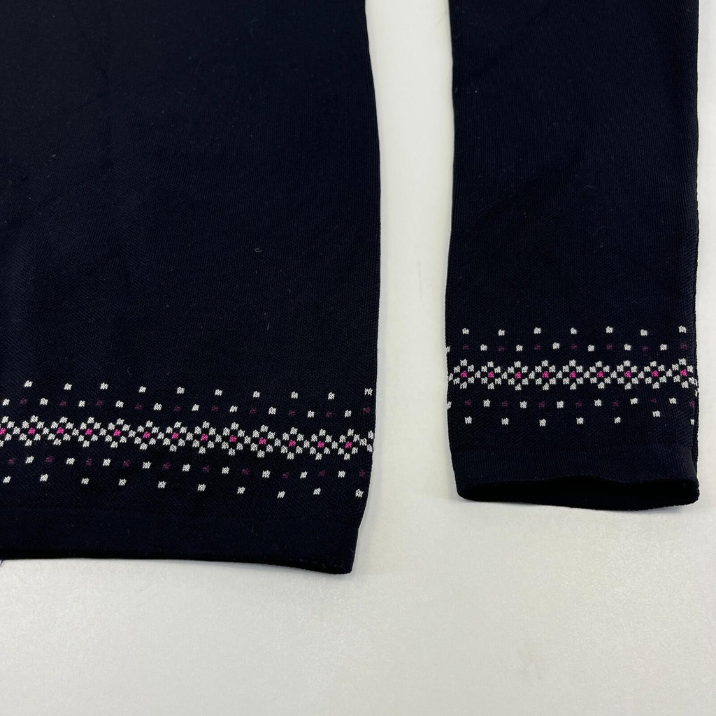 Sweaty Betty Fairisle Novelty Half Zip Base Layer Top in Black size Large - New