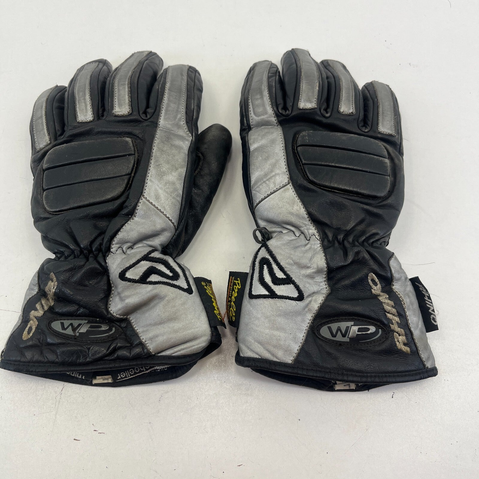 Rhino Leather Motorcycle Gloves size L Black & Silver Motorbike Protection