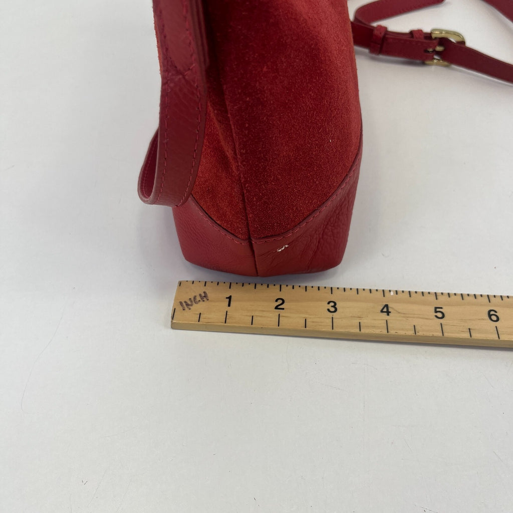 Monsoon Bright Red Suede Handbag Small Over the Shoulder Bag