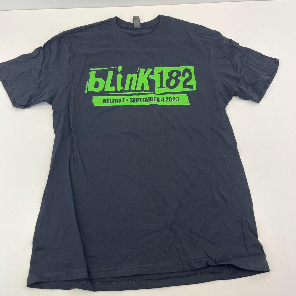 Blink 182 Belfast 2023 Tour T Shirt - Black & Green size Medium - NWOT
