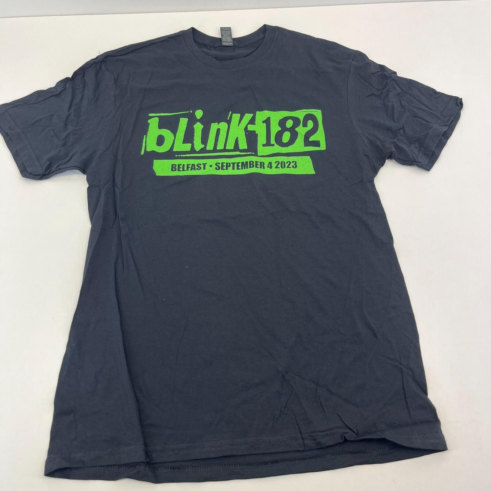 Blink 182 Belfast 2023 Tour T Shirt - Black & Green size Medium - NWOT