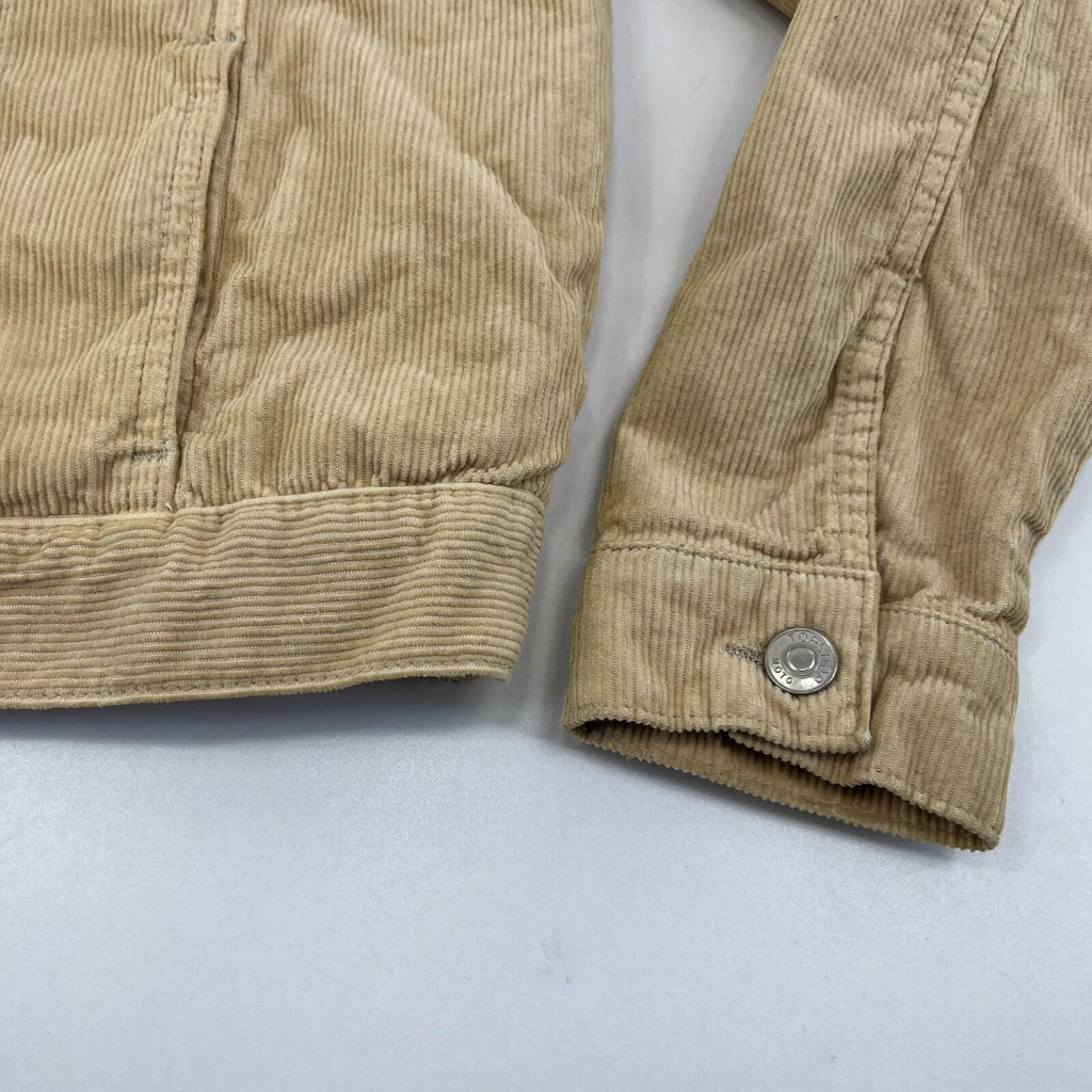 Topshop Moto Sherpa Lined Corduroy Jacket UK Women's Tan Brown Beige size 10
