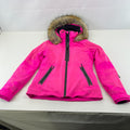 Degre 7 Women's Ski Jacket in Bright Pink with Faux Fur Fringe Hood size 38/S