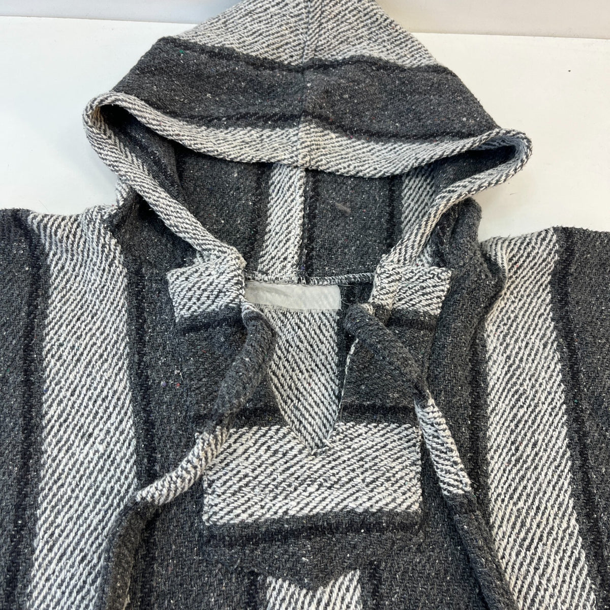 Genuine Mexican Baja Hoodie Pullover Hippie Festival Grey UK size Small