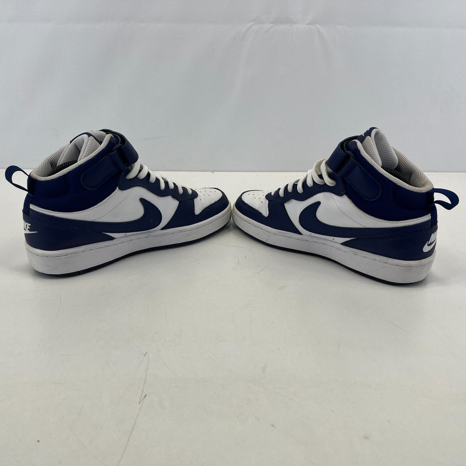Nike Court Borough Mid 2 Trainers White Navy Blue Sneakers UK 5.5 EU 38.5 US 6Y