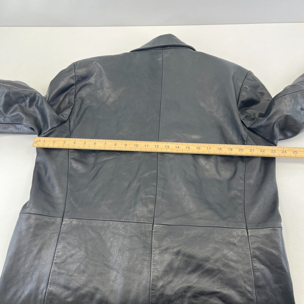 hElium Men's Leather Overcoat Jacket Black size L Vintage Insulated Casual Coat
