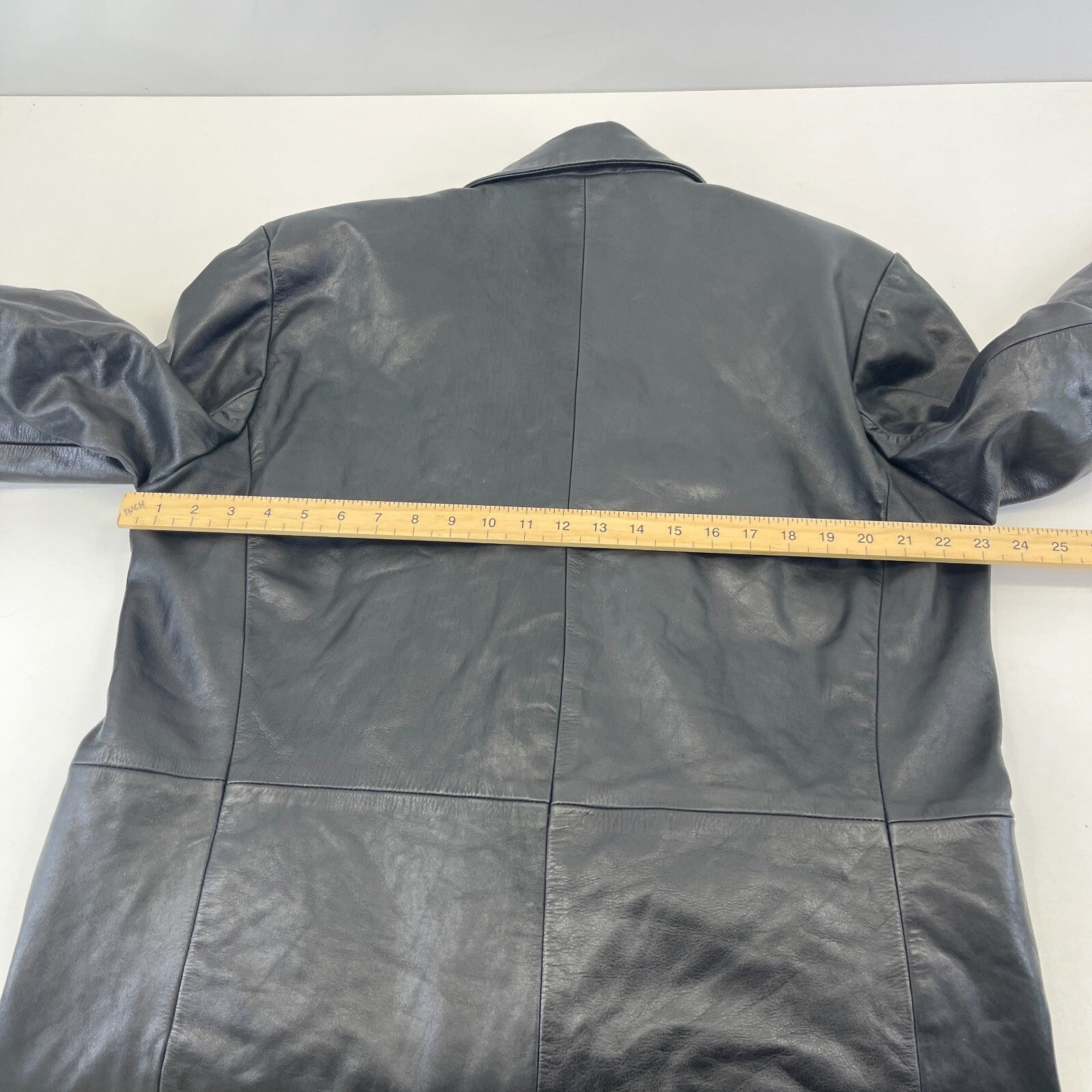 hElium Men's Leather Overcoat Jacket Black size L Vintage Insulated Casual Coat