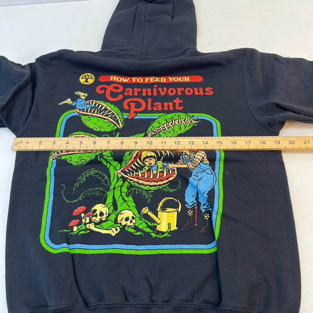 Steven Rhodes Carnivorous Plant Graphic Print Unisex Hoodie Black size Small
