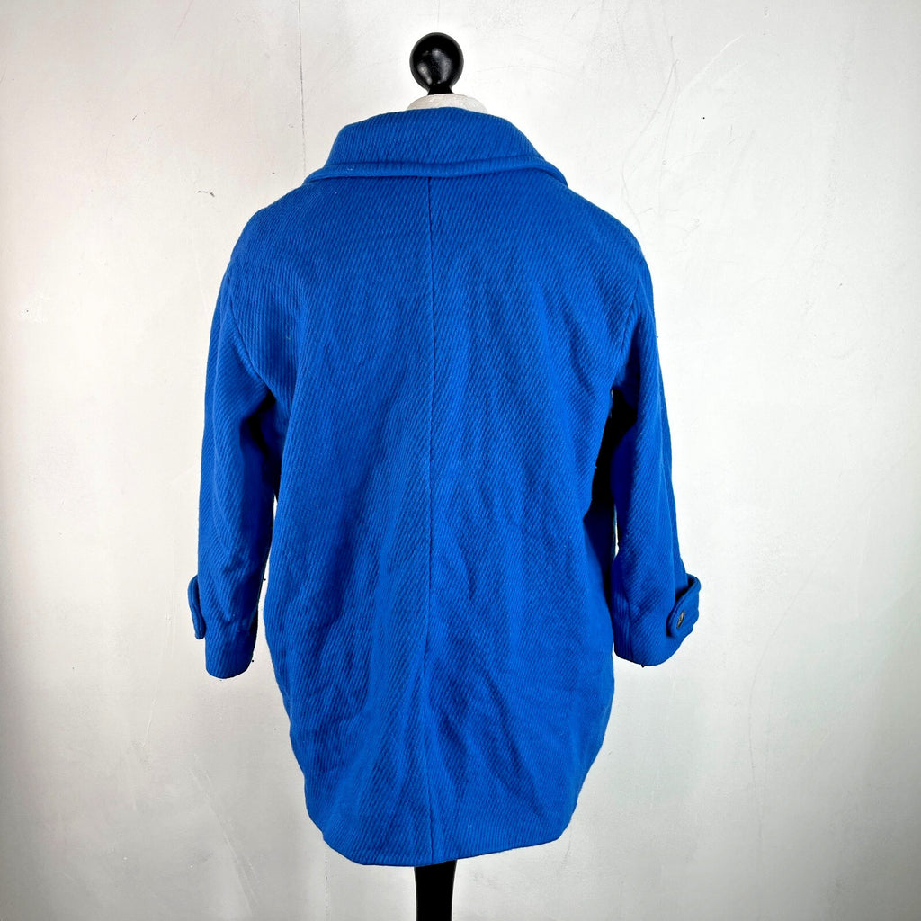 Hobbs Royal Blue Wool Blend Coat Jacket size 16 Single Button Front
