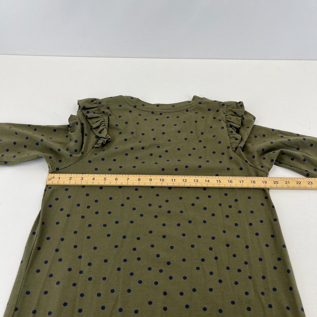 Joules Khaki Green 3/4 Sleeve Casual Dress size 14 Polka Dot