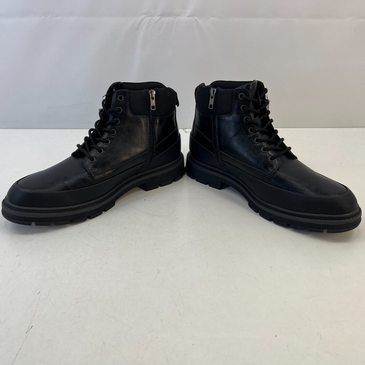 M&S Men's Faux Leather Ankle Boots in Black size UK 10 - EU 44
