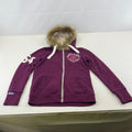 Superdry Women's Full Zip Hoodie with Sherpa Fur Fringe Hood Purple size Medium