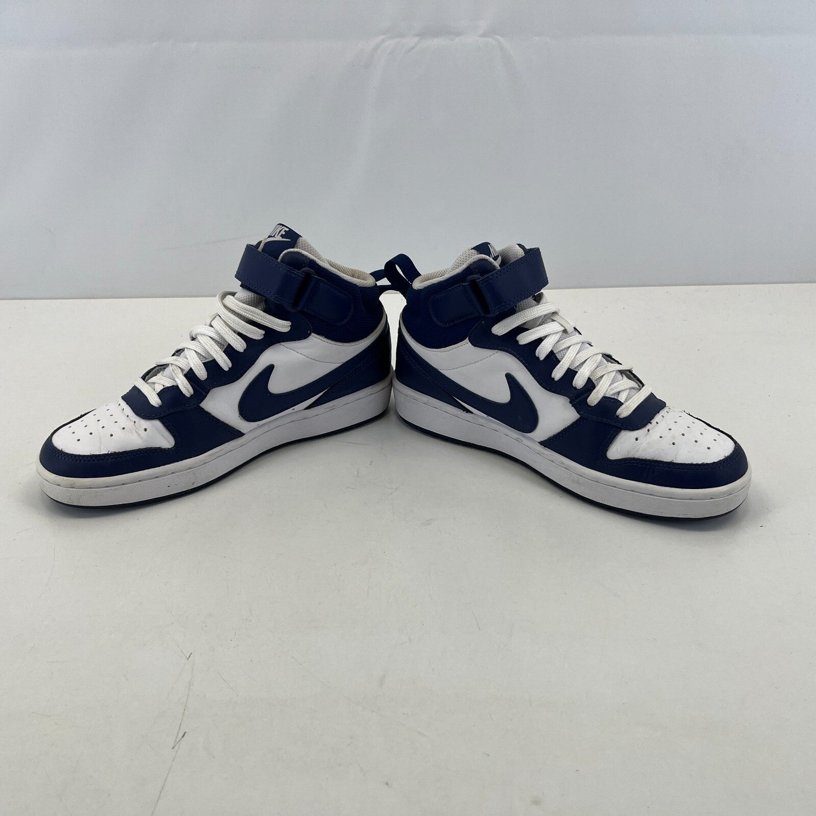Nike Court Borough Mid 2 Trainers White Navy Blue Sneakers UK 5.5 EU 38.5 US 6Y