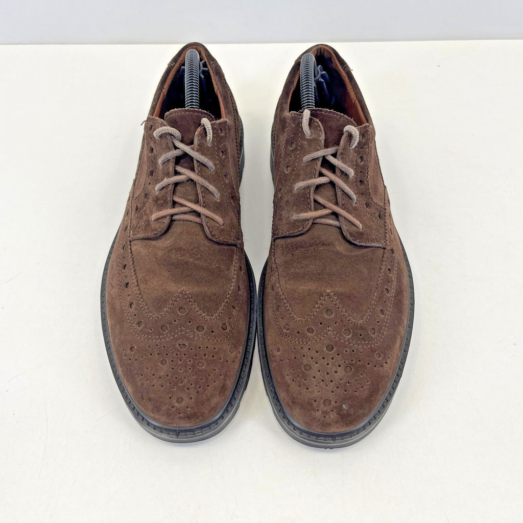 Hotter Defender Mens Dark Brown Suede Brogue Shoes Size UK 7.5 - Near Mint