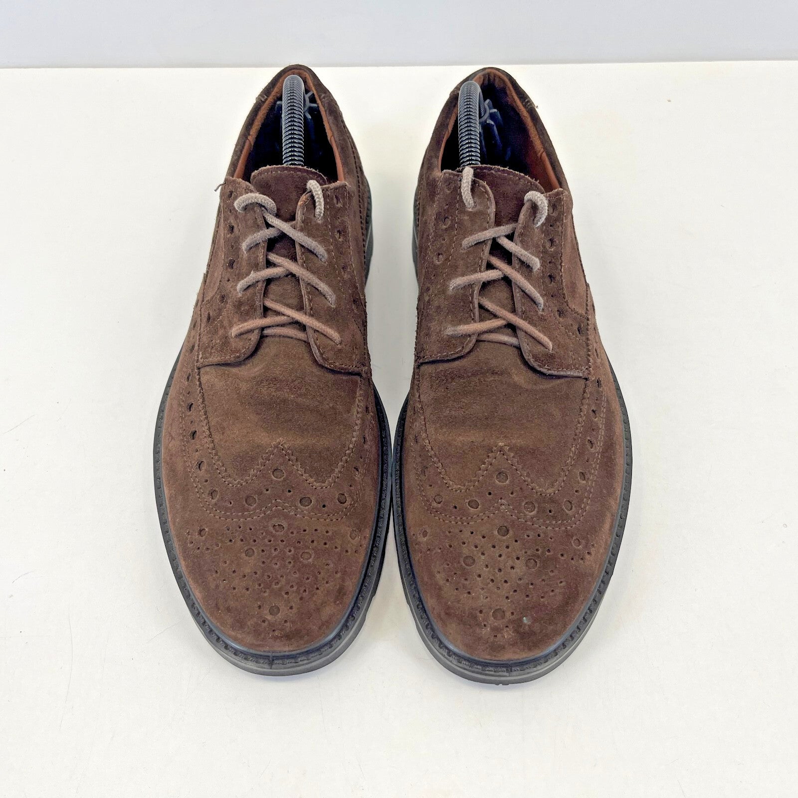 Hotter Defender Mens Dark Brown Suede Brogue Shoes Size UK 7.5 - Near Mint