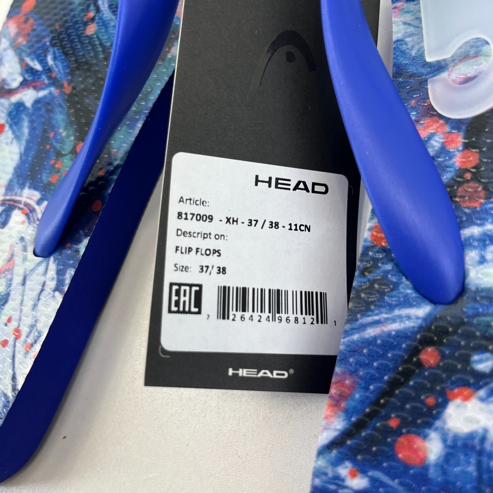 Head Flip Flops Beach Slippers Blue Abstract Print Womens size UK 5 EU 37/38