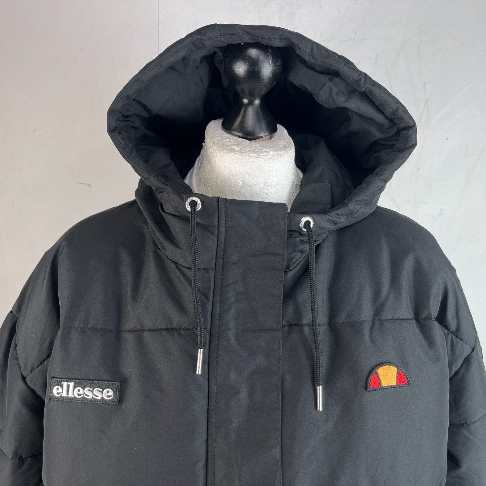 Ellesse Womens Hooded Quilted Padded Puffer Jacket in Black UK 16 - Near Mint