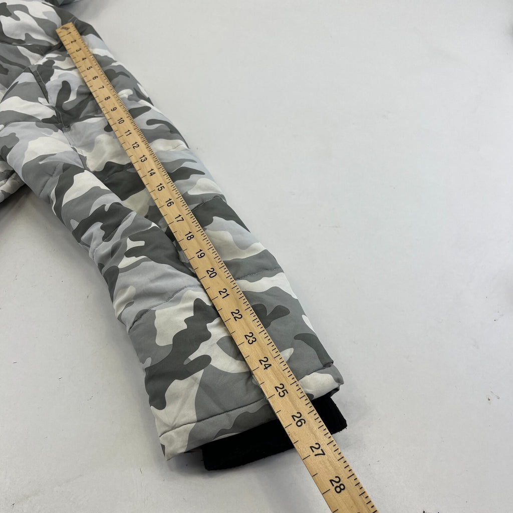 Tommy Hilfiger Camo Hooded Bomber Jacket size M Coat Grey White Water Resistant