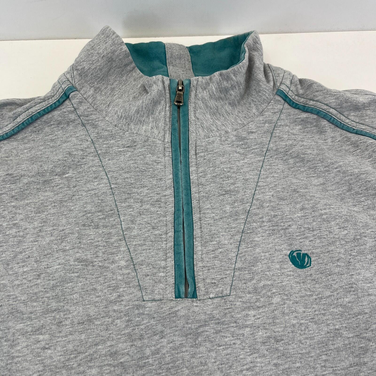 Fat Face Originals Men’s 1/4 Zip Fleece Pullover Grey & Teal size 2XL