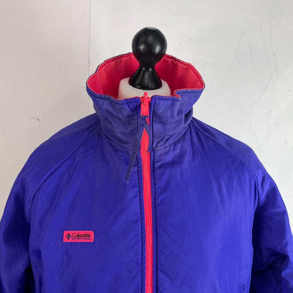 Vintage 1991 Columbia Reversible Ski/Snowboard Bomber Jacket Pink/Purple size L