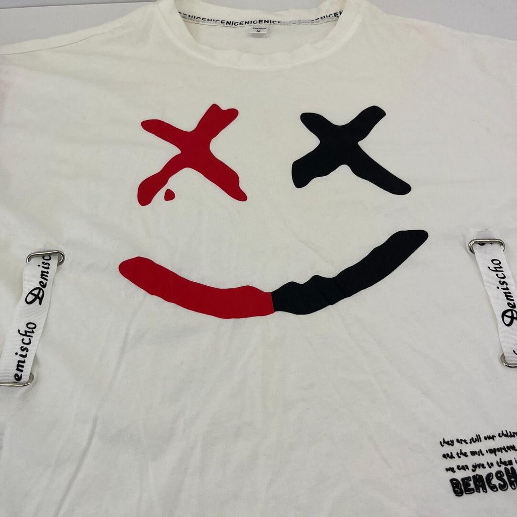 Bemcsho Oversized Punk T Shirt with Straps Skater size Medium Relaxed in White