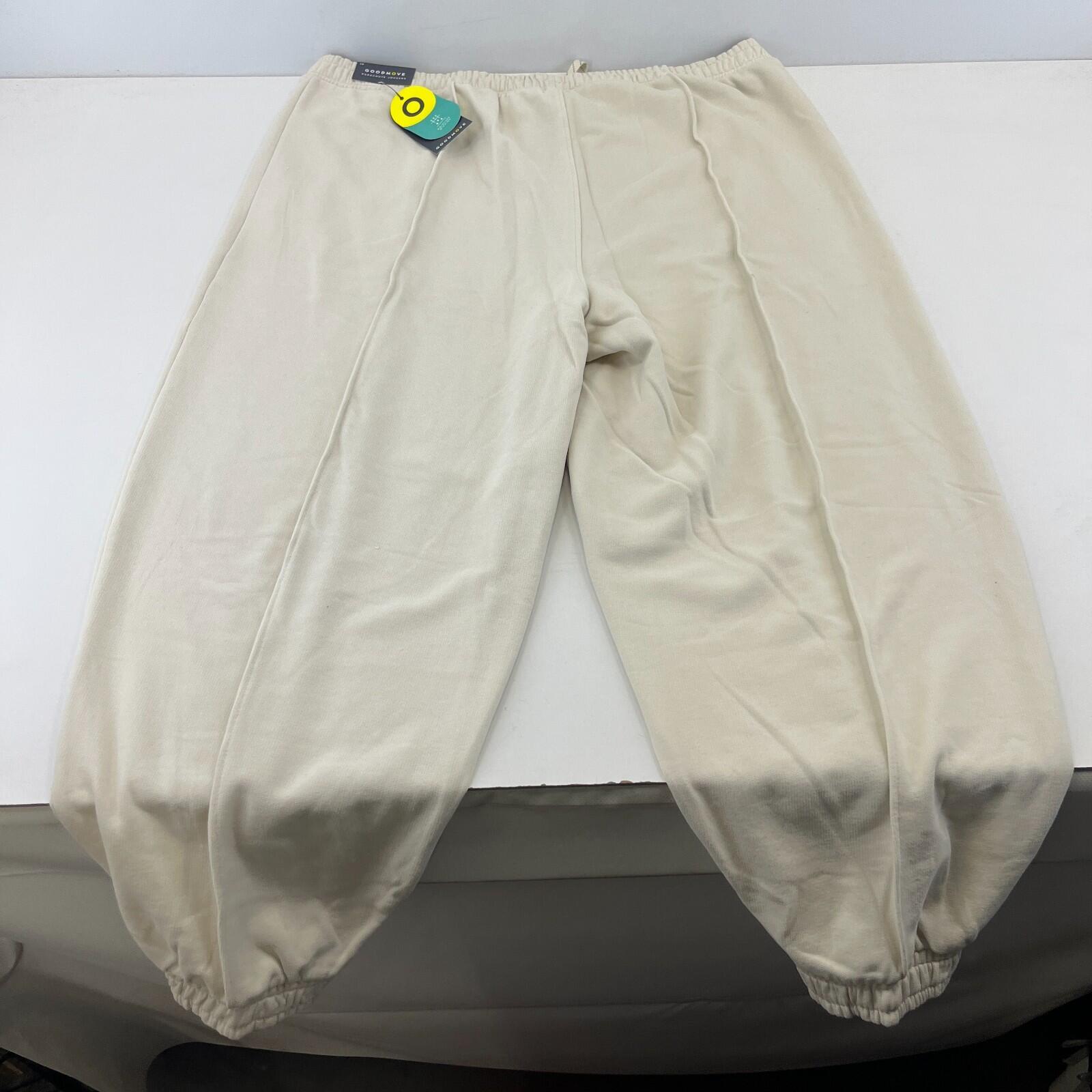 M&S Ladies Goodmove Parachute Joggers Cuffed Trousers Pants Cream UK size 20 New