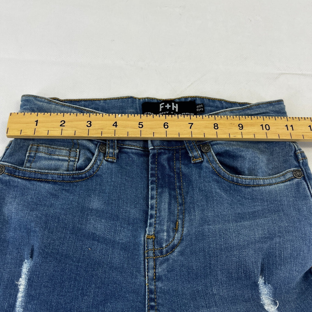 Fremont & Harris Kids Distressed Ripped Skinny Jeans in Blue size W24 10yrs