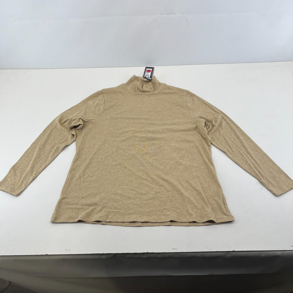 M&S Collection Women's Turtle Neck Top Khaki Beige Long Sleeve size 18