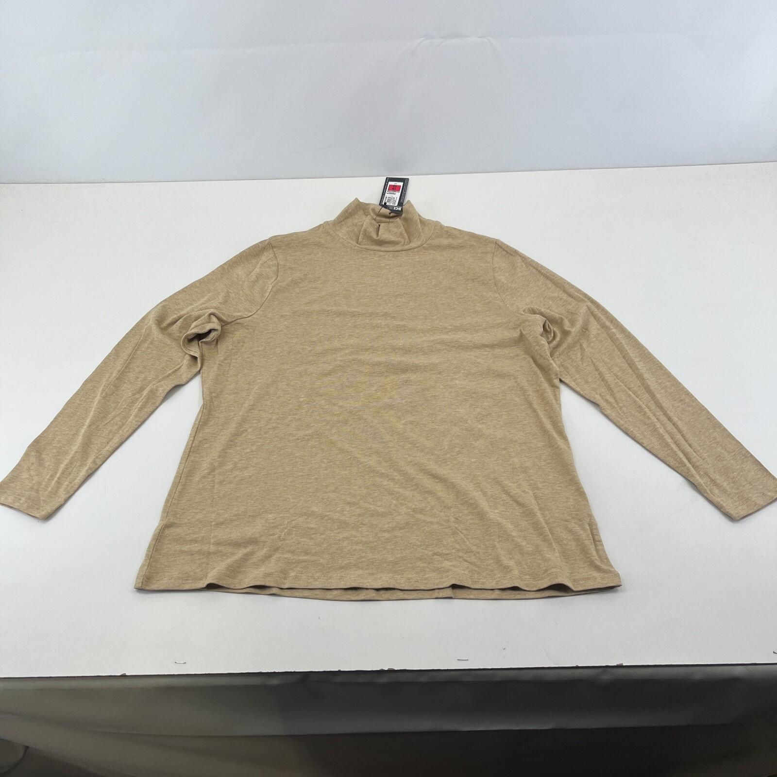 M&S Collection Women's Turtle Neck Top Khaki Beige Long Sleeve size 18