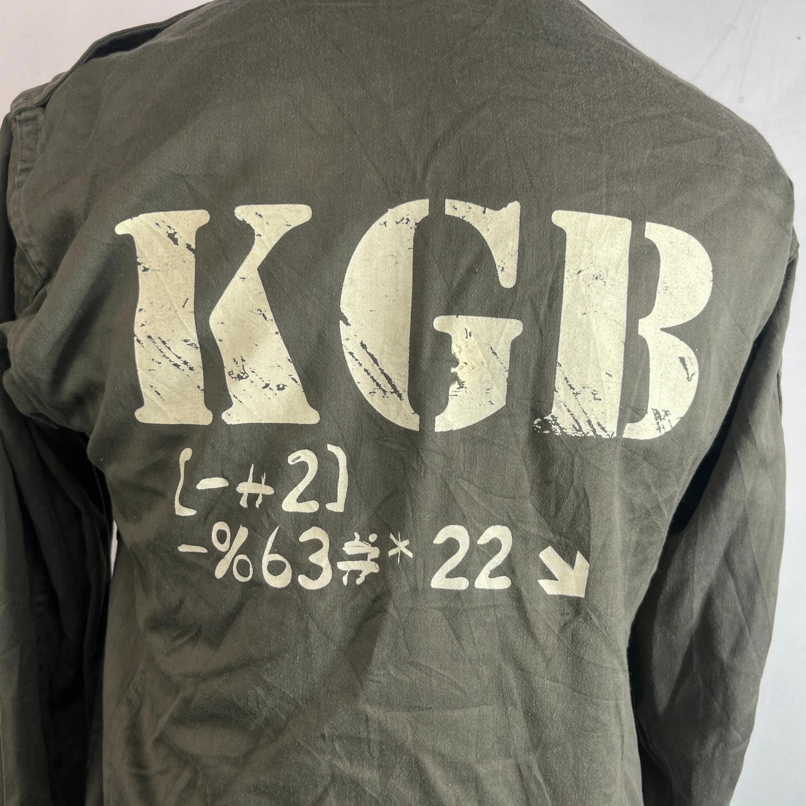 Custom Punk KGB Print Genuine French Military Army Combat Jacket Green size 104L