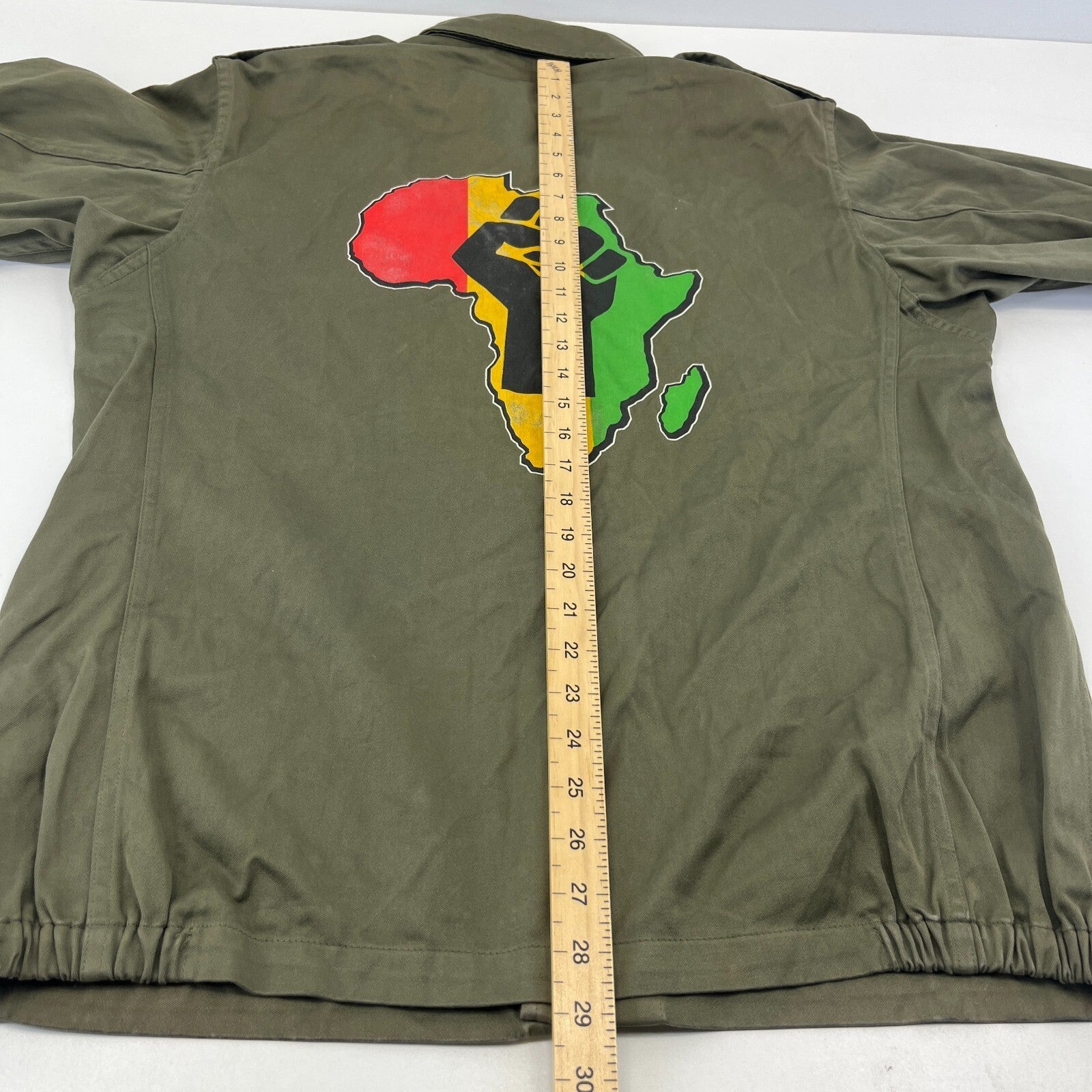 Custom Vintage French Army Jacket Rasta Rastafari Jah Smock size L (112M)
