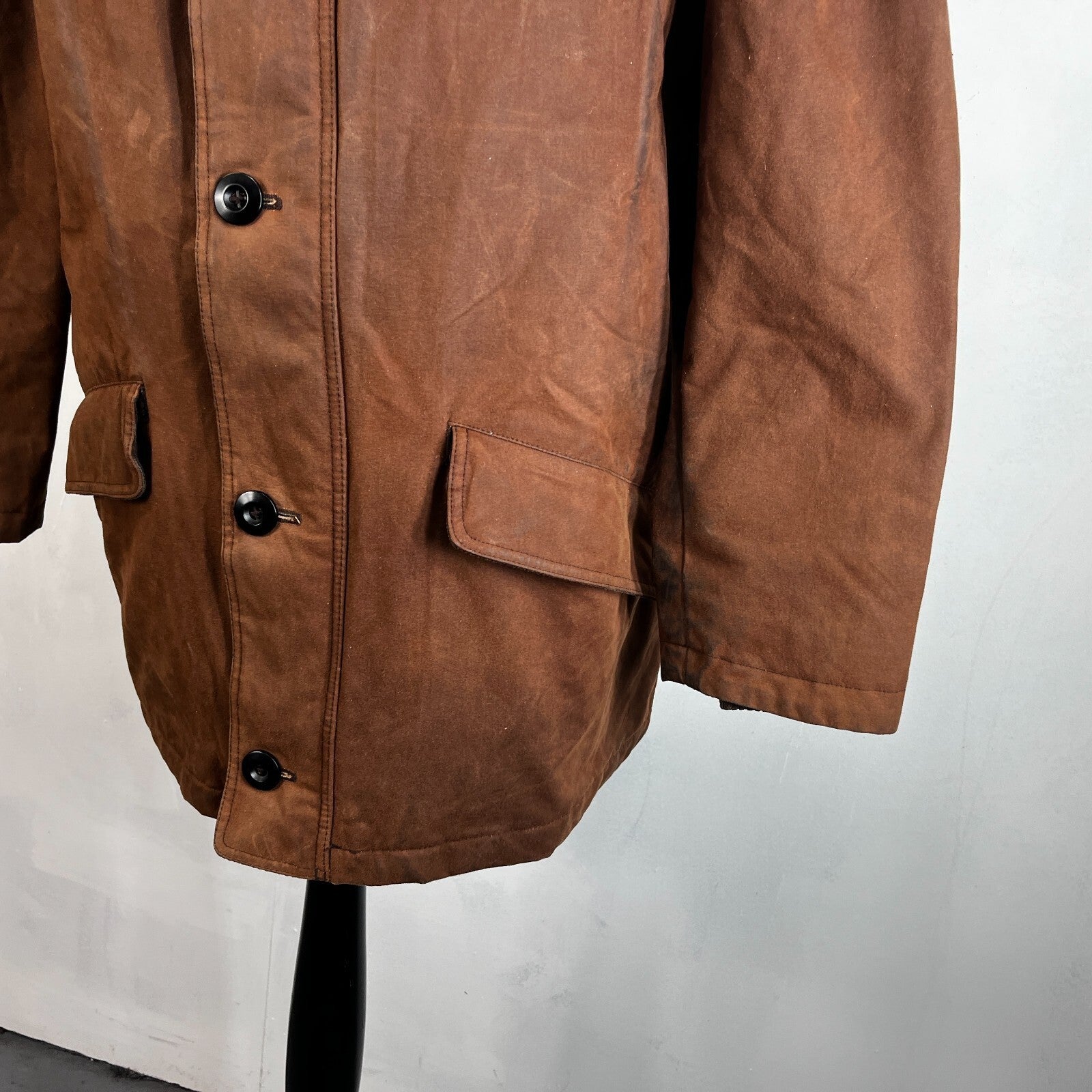 Paul R Smith Halifax Men's Wax Jacket Brown Leather Collar Cotton size XL (42S)