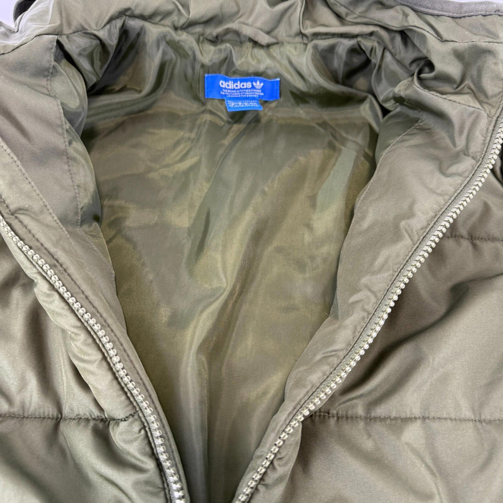 Adidas Puffer Jacket Kids 11-12 Years Olive Green Insulated Lining Hooded