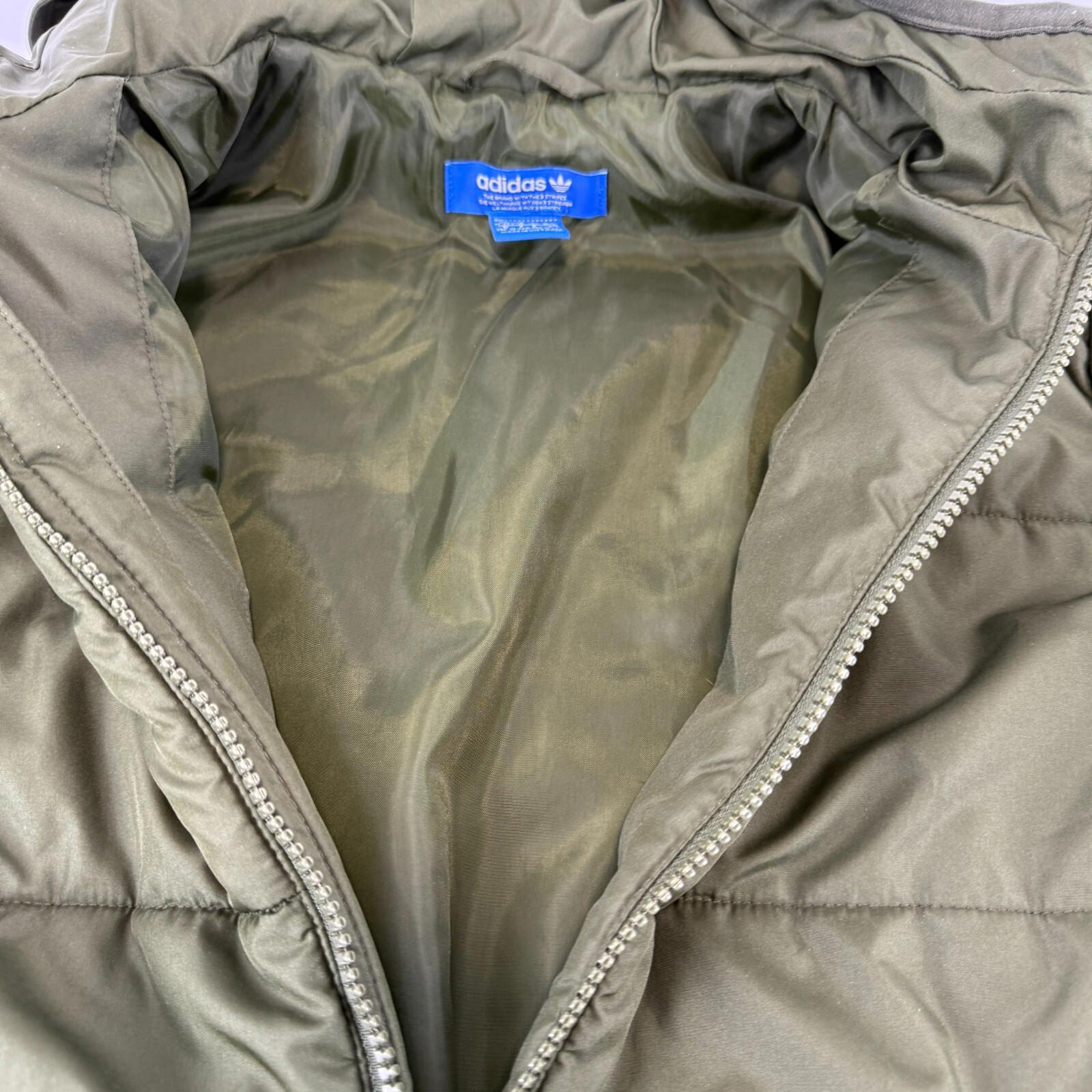 Adidas Puffer Jacket Kids 11-12 Years Olive Green Insulated Lining Hooded