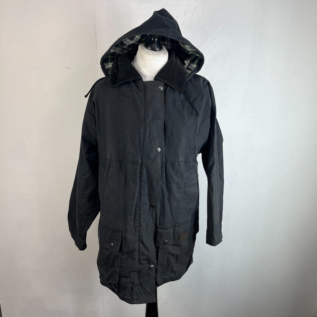 Oxford Blue Women's Wax Jacket size Large Black Country Coat Made in England