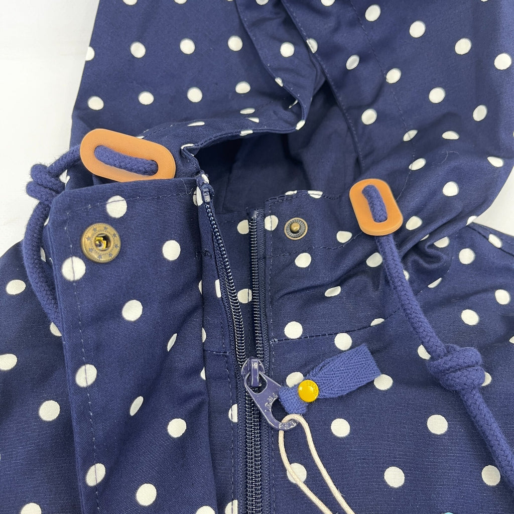 Joules Coast Polka Print Waterproof Jacket Breathable Blue Raincoat UK size 8