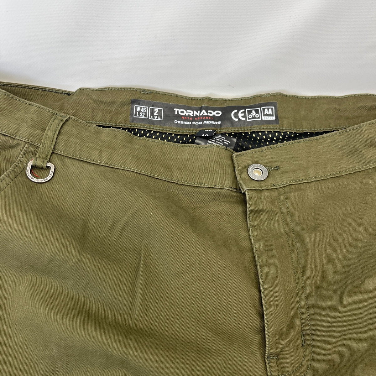 Tornado Men's Armoured Motorcycle Jeans Cargo Pants Khaki Green W46" L32"