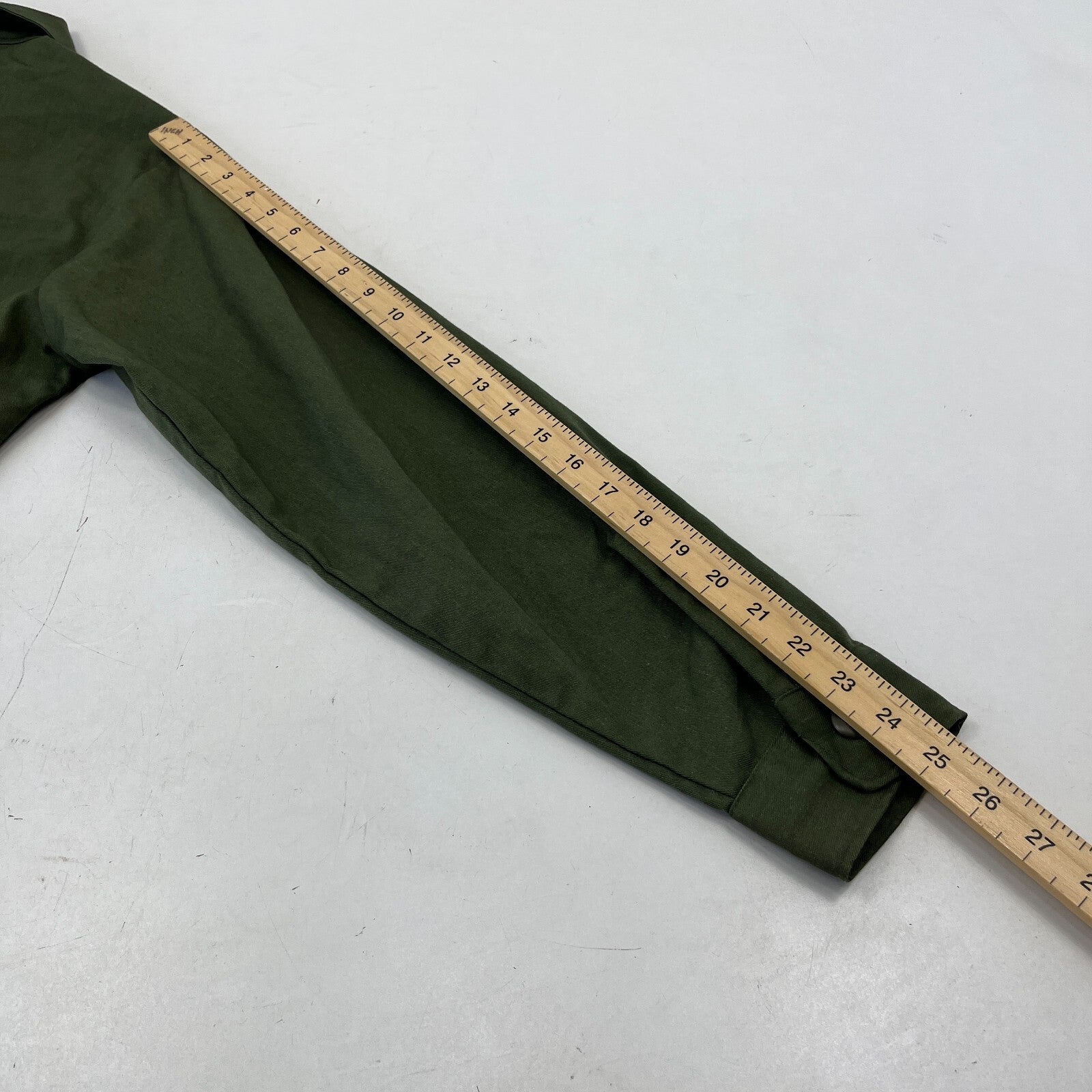 Vintage American Army Military Long Sleeve Dura Press Shirt Olive Green size L