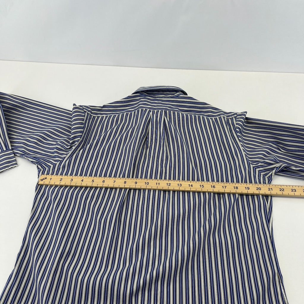Ralph Lauren Shirt Mens 15 1/2 M Blue Pinstriped Cotton Button Up RL Pony