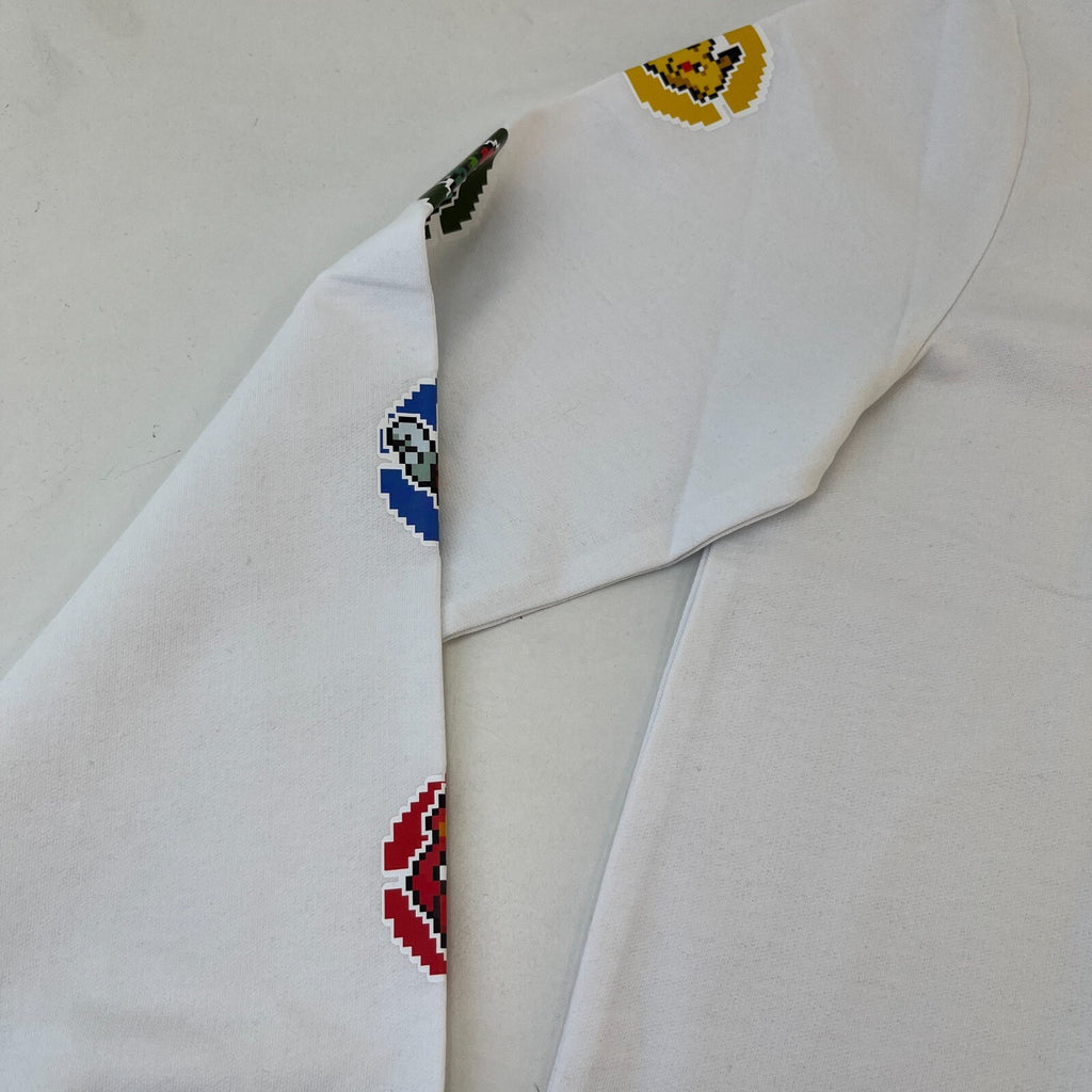 Criminal Damage Premium White Pokémon Digital Character T-Shirt Long Sleeve UK S