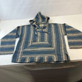Genuine Earth Ragz Mexican Baja Hoodie Pullover Hippie Festival Blue Stripe XL