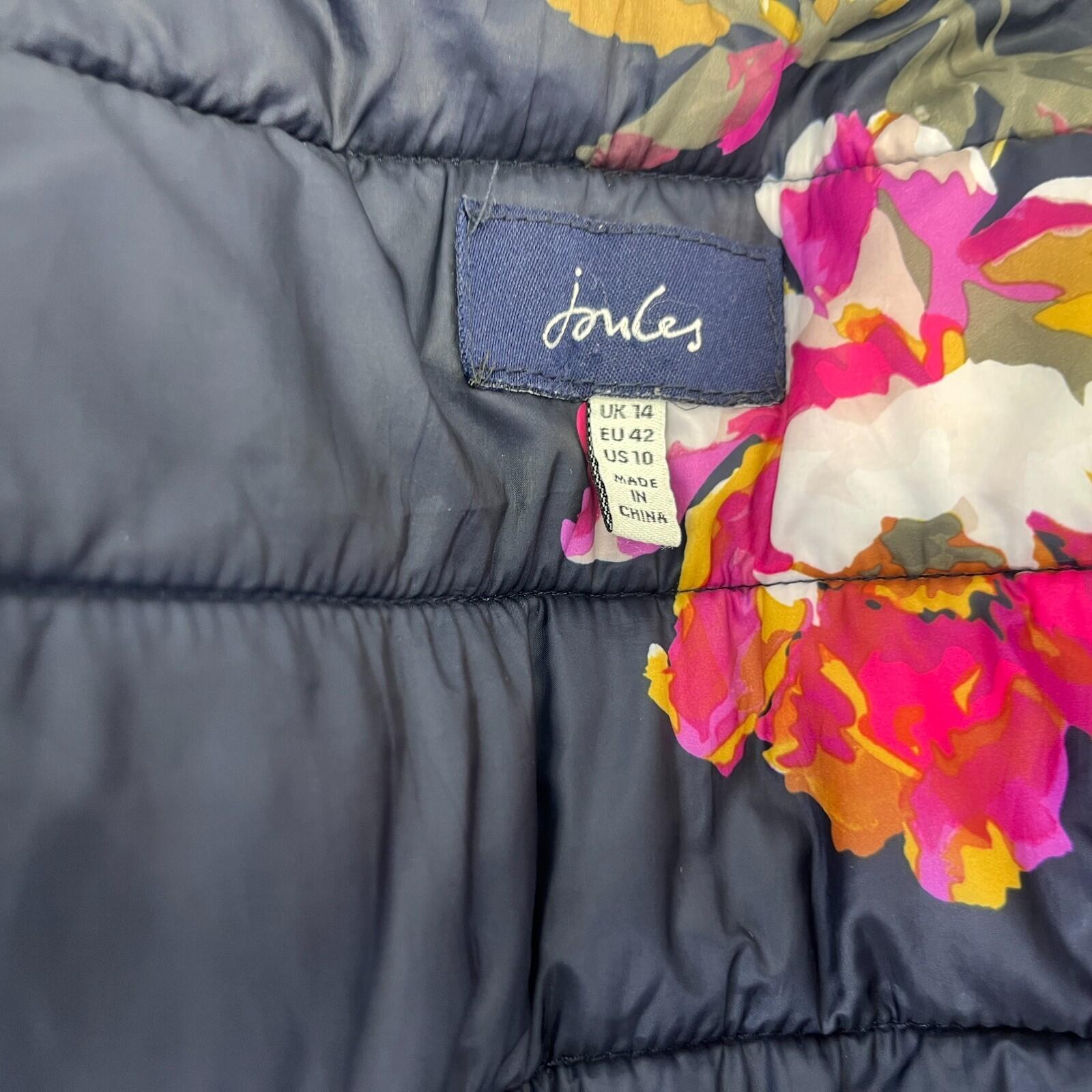 Joules Long Quilted Puffer Jacket Coat Navy Blue Women's UK size 14
