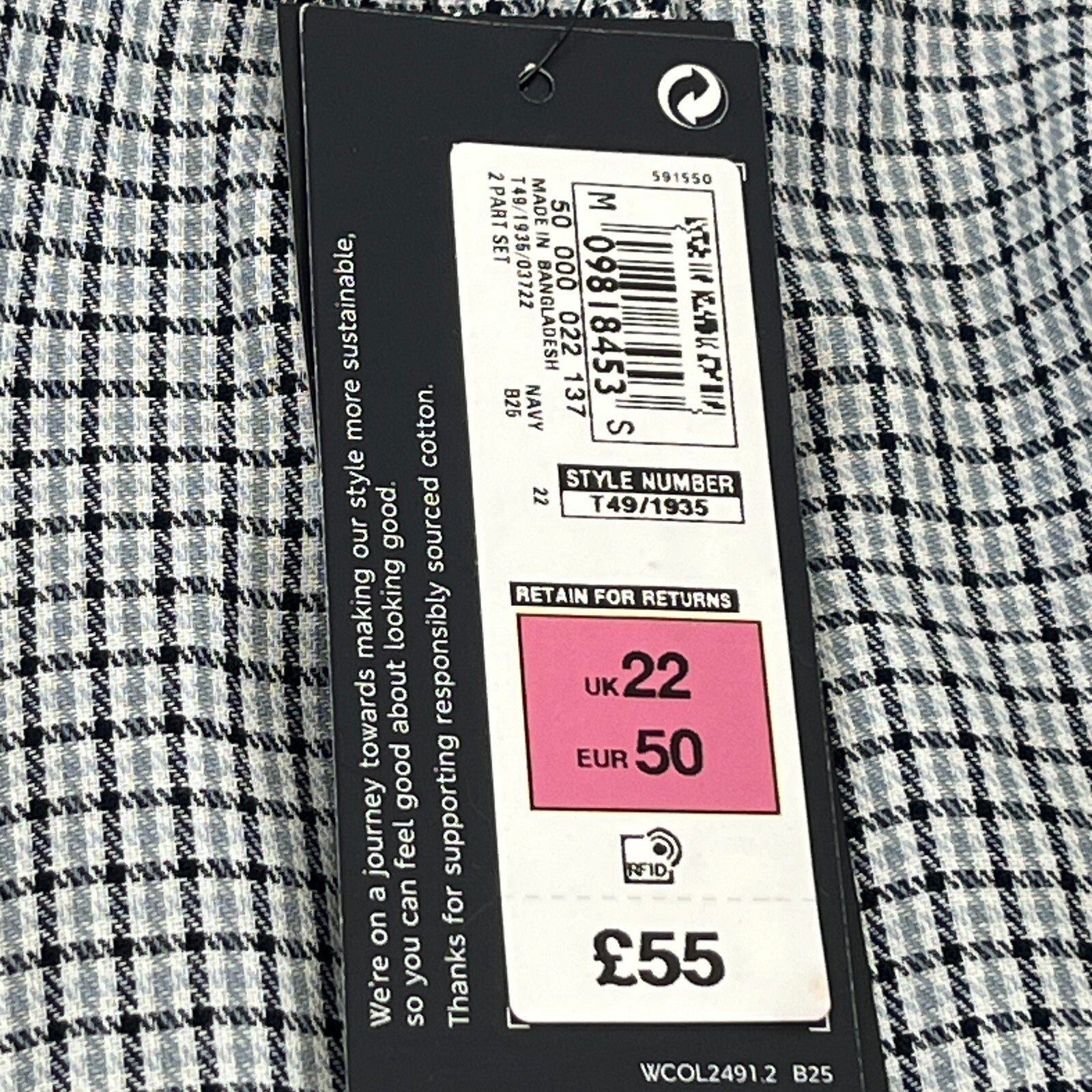 M&S Mid Length Trench Coat Navy Blue Women's UK 22 Button Front Smart Casual