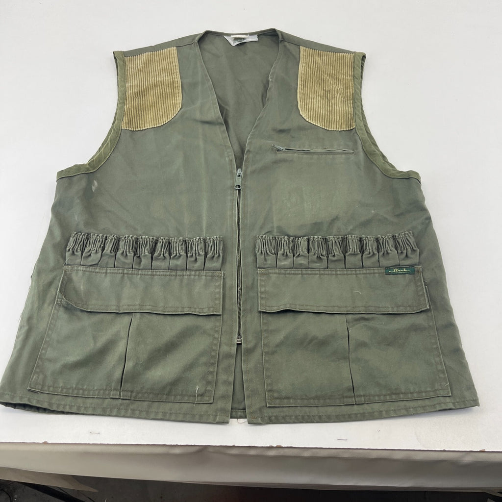 Vintage J Beraha Olive Green Shooting Vest Waistcoat size Large Made in France
